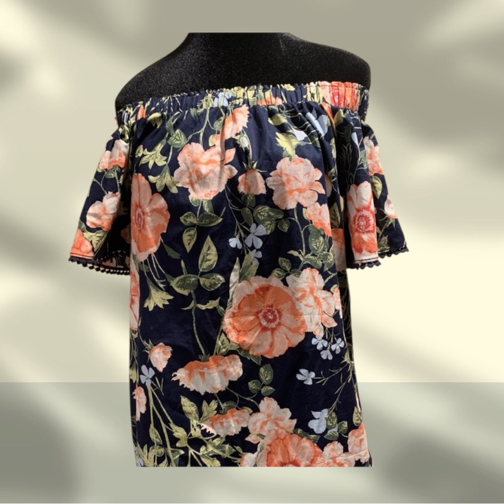 A. Byer Navy and Orange Floral Dress